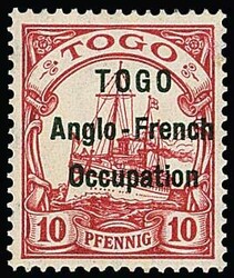 10 Pfg. mit Aufdruck in Type I ungebraucht, Mi. 190,-