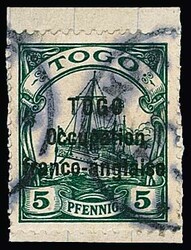 5 Pfg. auf kleinem Briefstück mit Stempel von Atakpame, sign. Kilian ...