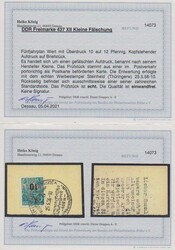 12 Pfg. FJP mit kopfstehendem Aufdruck "10", sog. "Kleine-Fälschung" ...