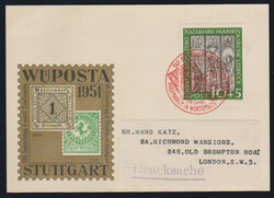 10 bzw. 20 Pfg. Marienkirche je einzeln auf zwei Auslands-Drucksachen ...