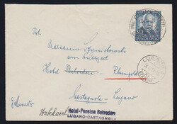 30 + 10 Pfg. Wohlfahrt als gute EF auf Retour-Nachsende-Auslandsbrief ...