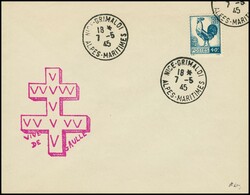 Nizza, 1945 Befreiungsumschlag mit Propagandastempel "Vive de Gaulle" ...