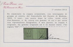 5 C. schw./grün, ungebrauchtes Zwischenstegpaar in Mischtypen I und ...