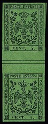 5 C. schw./grün, Type I mit Punkt, ungebrauchtes senkrechtes ...