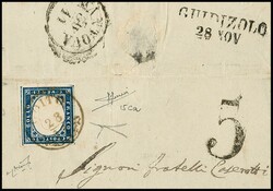 20 C. blau, Kabinettstück auf großem Briefstück mit seltenem ...