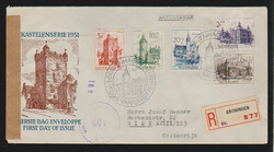 Kirchen, Zuschlagsserien 1951/52 auf zwei gelaufenen Zensur-FDCs, Mi. ...