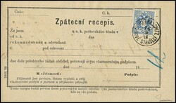 10 Kr. schw./blau einzeln auf tschechischer Retour-Recepisse mit K1 ...