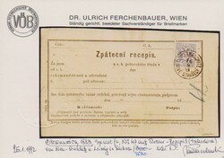 10 Kr. schw./blau einzeln auf tschechischer Retour-Recepisse mit K1 ...