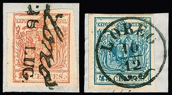 "Loreo", Schreibschrift-L2 auf Kabinettbriefstück 15 C. rosa, ferner ...