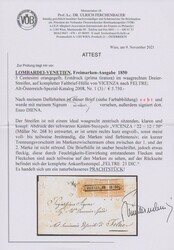 5 C. gelborange, Handpapier, Pracht-Dreierstreifen auf etwas ...