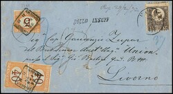 15 Kr. rötlichbraun auf Brief von Fiume nach Livorno, unterfrankiert ...