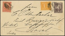 Paraguay, 1900, Ganzsachencouvert 5 C. lila mit Zusatzfrankatur 15 C. ...