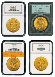 USA, 1852-1904, Bestand mit 11 Goldmünzen 20 $ Double Eagle, alle ...