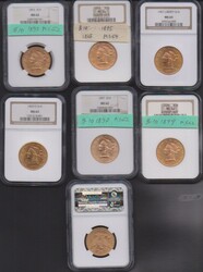 USA, 1893-1907, Bestand mit sieben Goldmünzen 10 $ Coronet Liberty ...