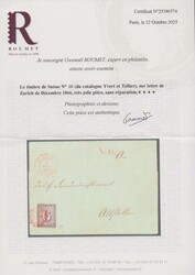 Zürich 6 Rp. schwarz, waagerechter roter Netz-Unterdruck, allseits ...