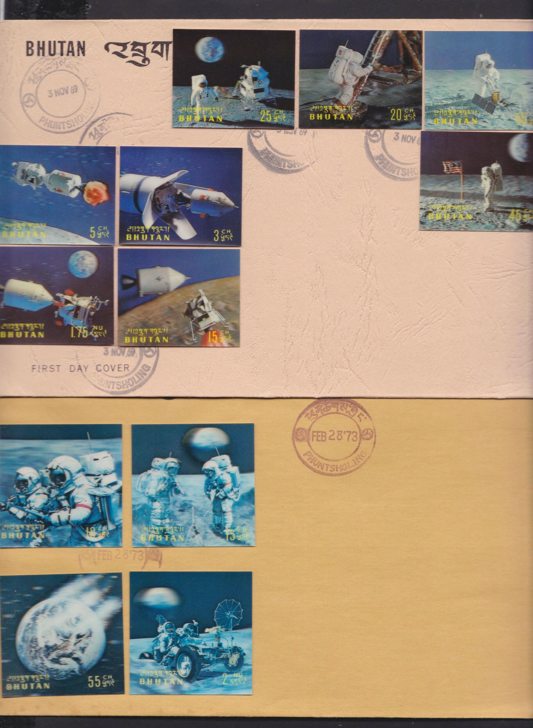 313/20, 551/4, "Apollo 11" und "Apollo 17", 3-D-Marken, je ...