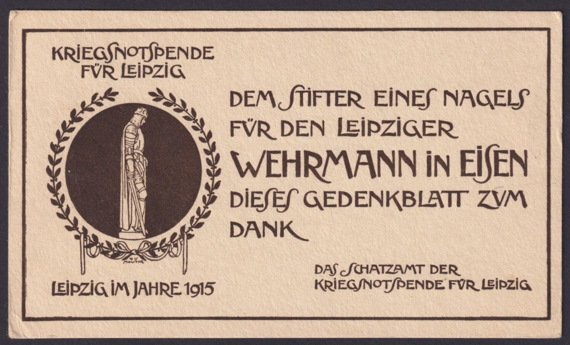 "Leipzig", Kriegsnotspende, 1915Automatically generated translation ...