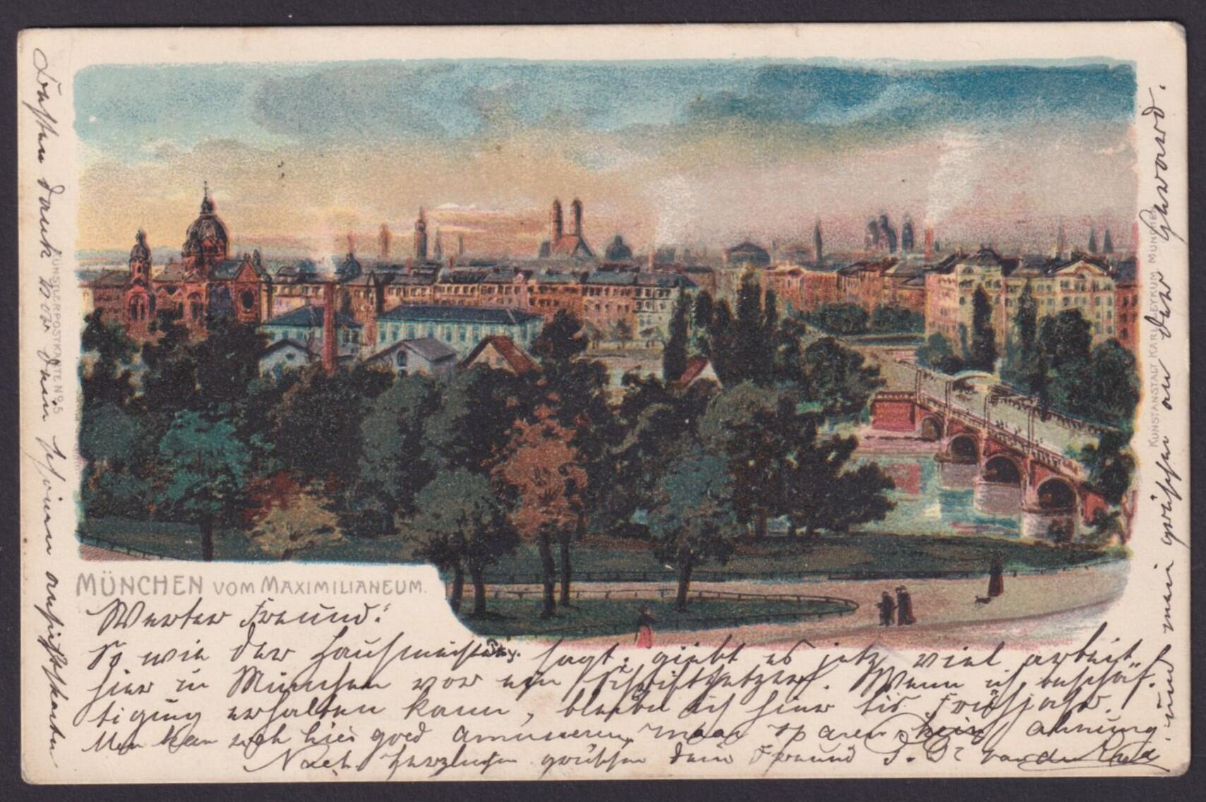 "München", farbig, 1899 gelaufenAutomatically generated translation ...