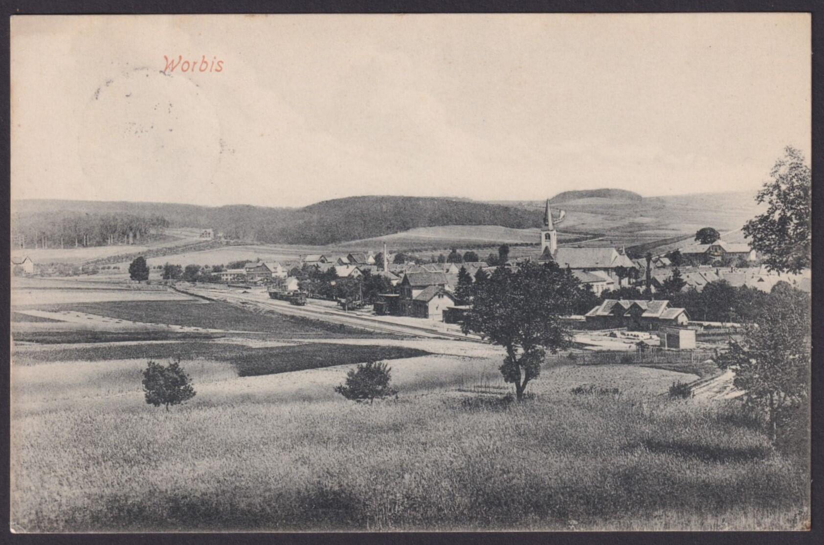 "Worbis", 1908 gelaufen, kleiner Ort!Automatically generated ...