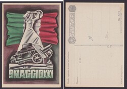 Militärpostkarte 9.Mai 21, farbig mit Panzer und GewehrAutomatically ...