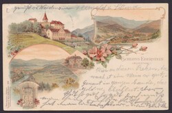 "Schloß Eberstein", bei Baden-Baden, Farblitho, 1898 gelaufen