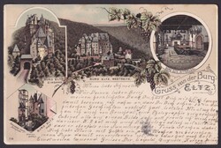 "Burg Eltz", Farblitho, 1897 gelaufen