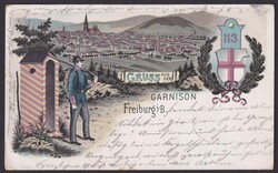 "Freiburg/Breisgau", Garnision 113, Farblitho, 1897 gelaufen
