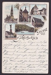 "Freiburg/Breisgau", Litho, 1897 gelaufen