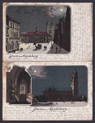 "Magdeburg", 2 farbige Karten, 1899 und 1900 gelaufenAutomatically ...