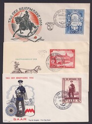 342, 349, 361 "Tag der Briefmarke", 1953/5, je pass. Brief, ...