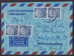 184x, MeF mit 4 Werten, Aerogramm nach Südafrika, ...