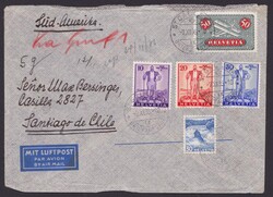 294/6 u.a., MiF mit 5 Werten, Luftpost nach Chile, 1936, ...