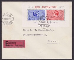Block 3 "Pro Juventute", 1937, Eilboten mit AnkunftAutomatically ...