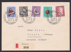 575/9 "Pro Juventute", 1952, Satz-R-Brief nach NorwegenAutomatically ...