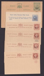 Chamba: P 1/2, DP 3, 6 Ganzsachen vor 1900, gute Erhaltung