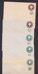 Chamba: U 1/3, DU 1, 5 versch. Aufdruck-Umschläge, vor 1900