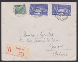 449 u.a., MiF mit 3 Werten, R-Brief in die Schweiz, Ankunft