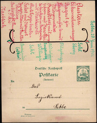 1902, 5 Pfg. Doppelkarte (P 11) vom Bezirksamt Sebbe an einen ...