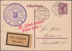 1926, 3 Luftpost-GA, dabei 2 Belege von Karlsruhe vom 7.6. je mit ...