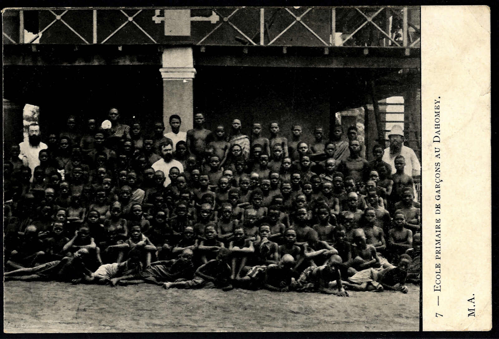 Westafrika, 1912, s/w AK "Ecole Primaire DE Garcons AU Dahomey" ...