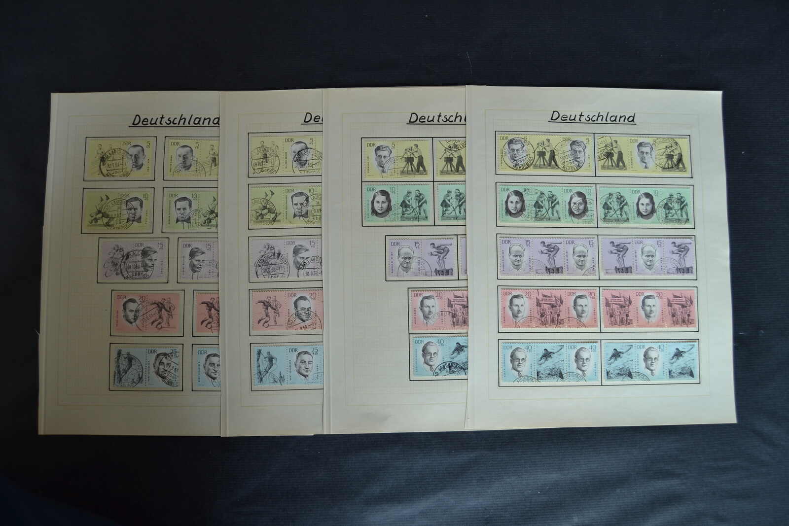 1963, Sportler I und II, alle waag. Zusammendrucke beider Ausgaben ...