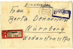 PEGNITZ 28.2.46, R-Brief mit Ra "BEZAHLT" und hdschr. ...