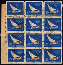 1960, 4.10. 25 Pf Olympia, seltene MeF von 14 Werten vorder- und ...