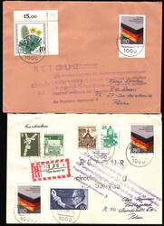 Postkrieg, Bund, 1985/86, 5 Briefe nach Polen mit Mi.Nr. 1265 in MiF, ...