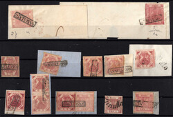 Lot von 14 gestempelten Werten der Mi.Nr. 2(3), 3(8), 4(2) und 5, ...