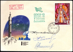 SOJUS 10, FDC zum Anlass (St. Moskau 23.4.71) mit eigenh. ...