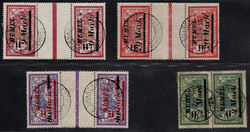 1922, 9 M. a. 1 Fr. mit Zwischensteg, angefaltet, 20 M. a. 40 Pf. mit ...