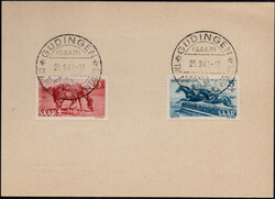 1949, Tag des Pferdes, komplett auf Postkartenrückseite als FDC, SSt ...