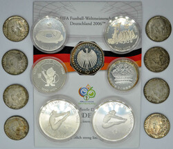 kl. Silber-Lot, dabei 8mal 2 RM Hindenburg, BRD 10 EUR, Südkorea ...