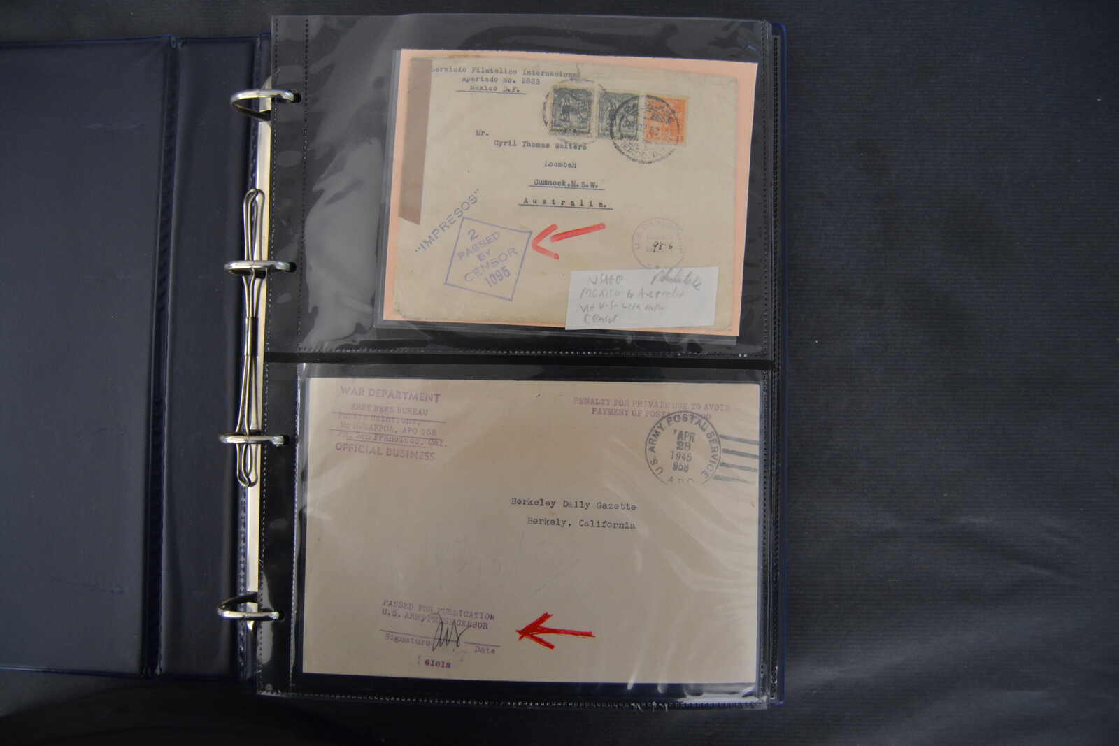 Zensurpost 1941/45, Posten Belege mit amerikan. Zensur während des ...